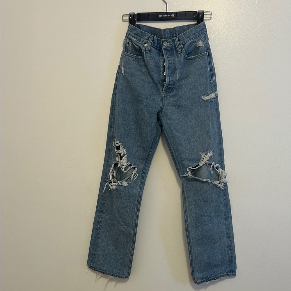 Agolde Ripped Blue Boyfriend Jeans